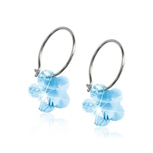 Natural Titanium Ear ring 14 mm Flower Aquamarine