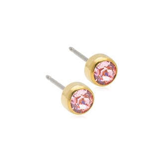 Rosa øredobber i krystal 5 mm - nikkelfritt smykke