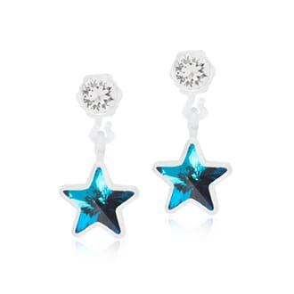 Medical Plastic Pendant star 4/6 mmcrystal/aquamarine